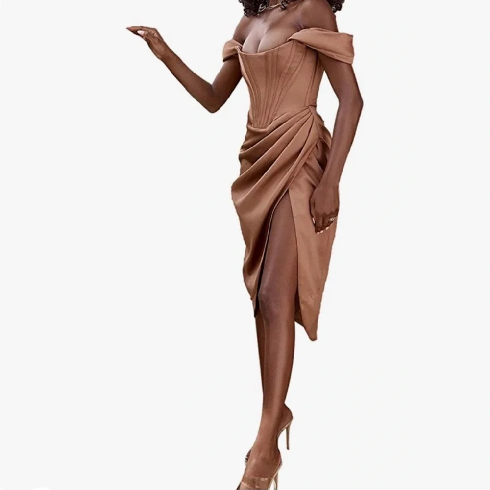 House of CB dress du Hot brown body con dress size L pe / inspired.off the - Picture 3 of 3